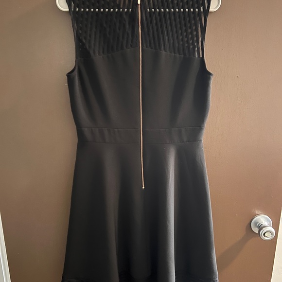 Tahari ASL Black Sheer Striped Mini Dress - Picture 3 of 4